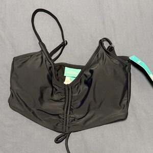Black Ruched Bikini Top
